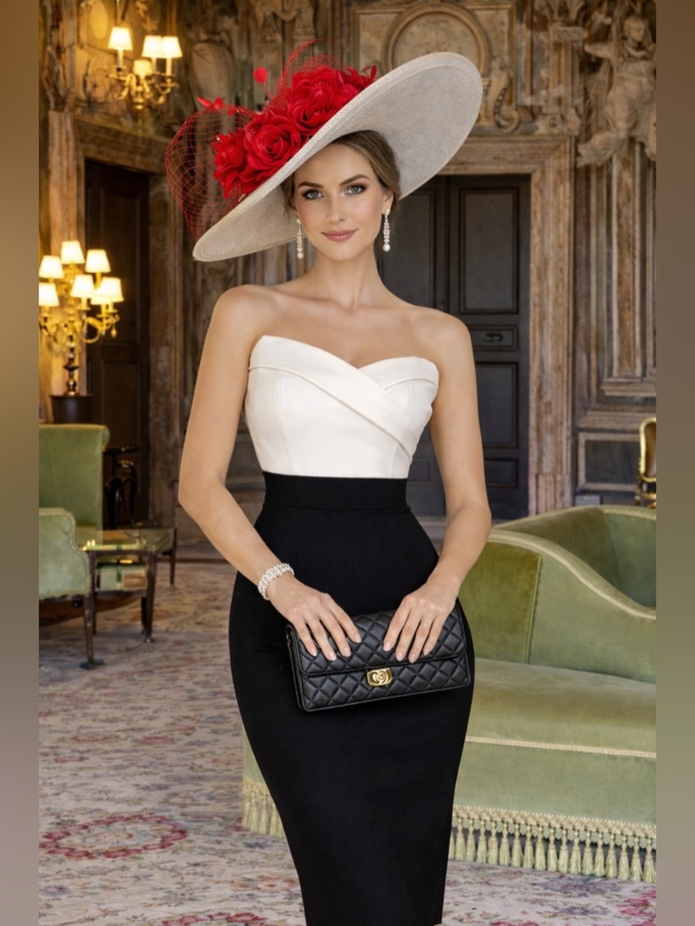 Quiz One Shoulder Black and White Dress Kentucky Derby 🐎